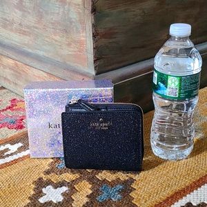 Kate Spade Lola Boxed L-zip Wallet Black Glitter